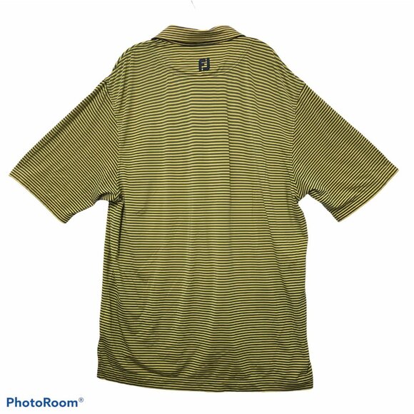FJ Foot Joy Polo Shirt Mens XL Short Sleeve Yellow & Gray Stripe - Picture 2 of 7